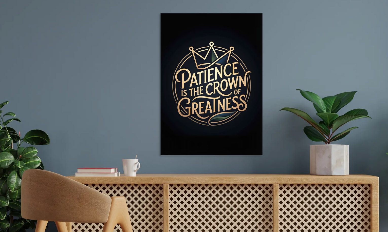 Patience is the Crown of Greatness — metal poster wall art by Lineer